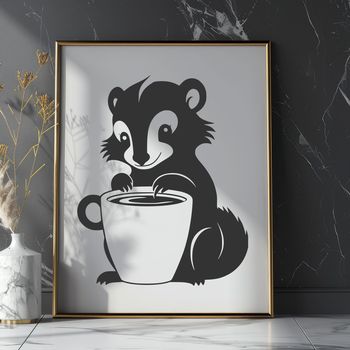 A detailed illustration of a wild skunk in profile, suitable for vector art and design projects.