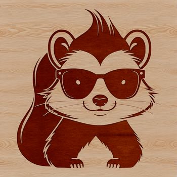A cartoon skunk wearing sunglasses, depicted in vector art style.