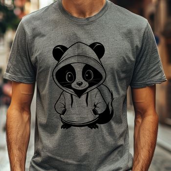 A simple illustration of a skunk animal in a hoody.