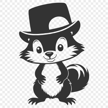 A digital illustration of a skunk wearing a hat, suitable for vector art designs.