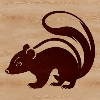 A graphic representation of a wild animal, specifically a skunk, created as a scalable SVG design.