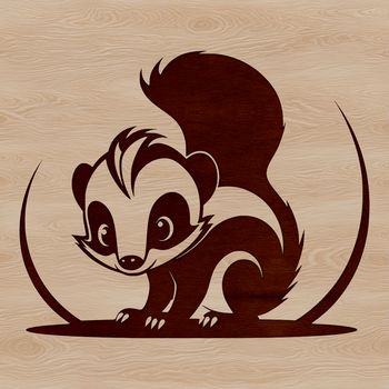 A detailed illustration of a skunk in profile, suitable for vector art and cutting machine designs.