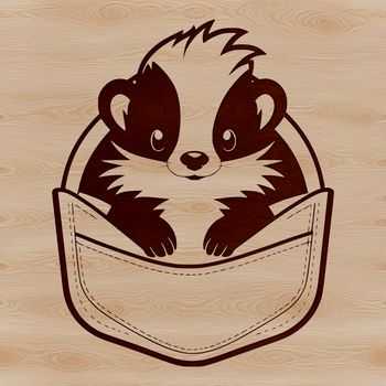 A black-and-white illustration of a skunk, a wild animal known for its distinctive odor.