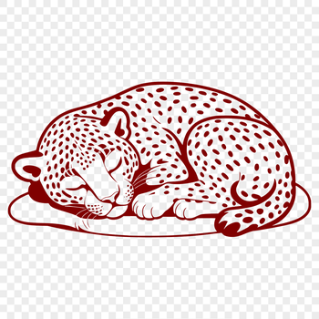 A sleeping big cat with spots lies on its side, depicted in vector format.