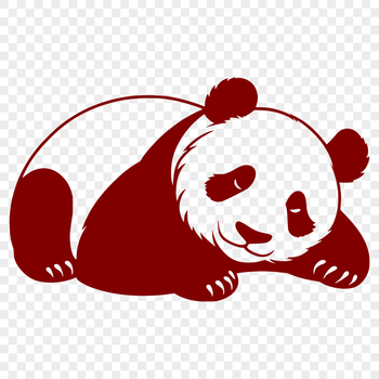 A realistic digital illustration of a sleeping panda in a natural environment.
