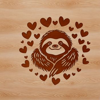 A sloth's head with heart details, suitable for vector designs.