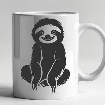 A stylized illustration of a sloth in a cartoonish style.