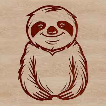 A simple line drawing of a sloth, suitable for use in vector design projects.