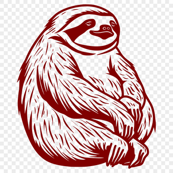 A detailed illustration of a sloth's full body, suitable for vector design.