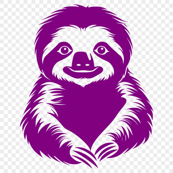 A sloth sitting on a tree branch, illustrated as a simple line drawing.