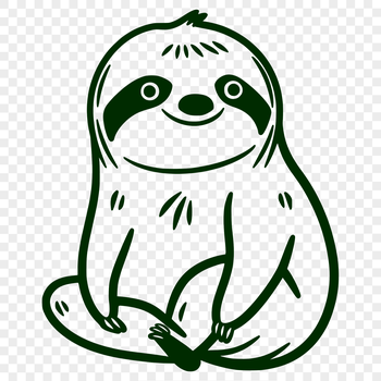 A simple line drawing of a sloth in full body pose, suitable for vector art.
