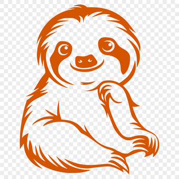 A detailed illustration of a sloth in full body pose, suitable for cutting out with a Cricut or laser cutter.