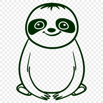 A simple line drawing of a sloth's full body, suitable for various design applications.