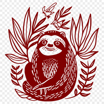A digital representation of a sloth as a clip art design suitable for cutting machines like Cricut or laser cutters.