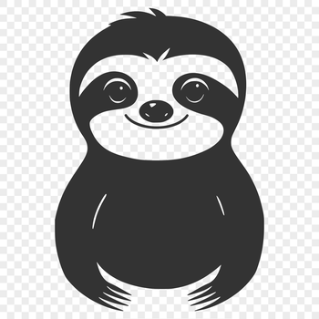 A colorful illustration of a sloth in a relaxed pose.