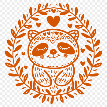 A sloth with love hearts surrounding its body, designed as a vector graphic for various digital uses.
