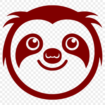 A simple line drawing of a sloth's head and upper body.