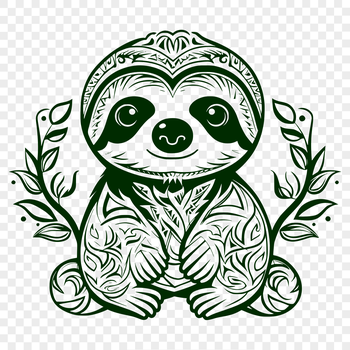 A detailed illustration of a sloth in full body pose, suitable for vector art and design.