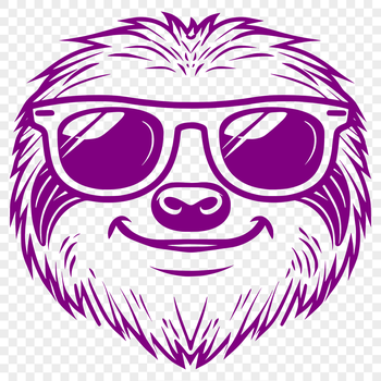 A sloth wearing sunglasses, depicted in vector art style.