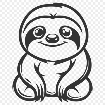 A simple line drawing of a sloth's full body from head to tail.