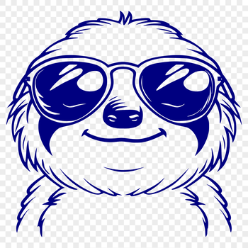 A cartoon sloth wearing sunglasses, created as a vector graphic for digital use.