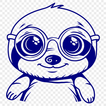 A slow-moving animal with a large head and distinctive claws, depicted wearing glasses in a cartoon style.