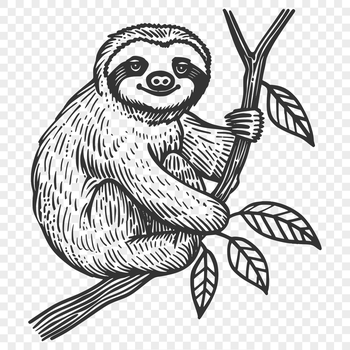 An illustration of a sloth in full body form, created as vector art.