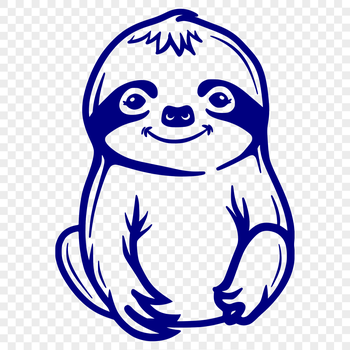 A simple line drawing of a full-body sloth.