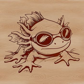 An axolotl salamander wearing sunglasses, rendered as a vector graphic.