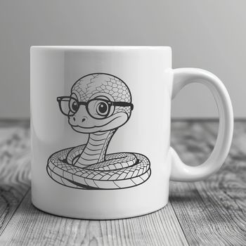 A snake wearing glasses is depicted in this vector illustration.
