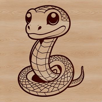 A detailed illustration of a snake, created as vector art with clean lines and precise shapes.