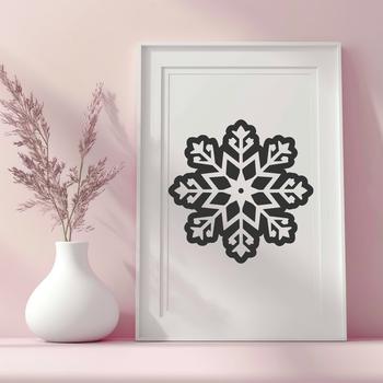 A delicate, intricate snowflake with symmetrical patterns, suitable for winter and Christmas designs.