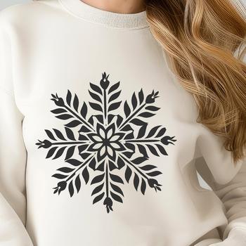 A delicate snowflake design suitable for winter-themed crafts and projects.