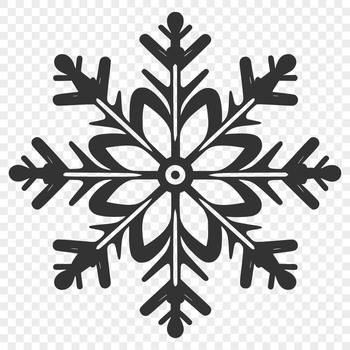 An ornate, symmetrical snowflake illustration suitable for winter-themed crafts and designs.