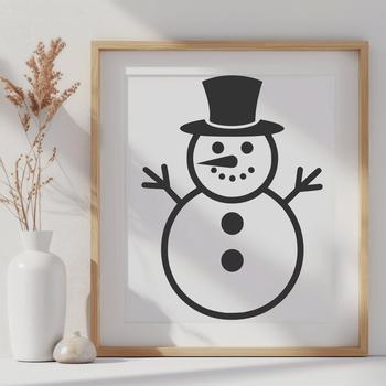 Simple winter character made from stacked snow blocks with coal eyes and carrot nose.