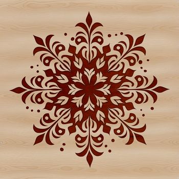 A stylized winter snowflake made from intricate lines and shapes.