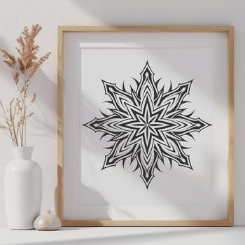 Vector illustration of a delicate snowflake design for winter and Christmas-themed projects.