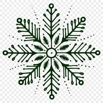 A delicate snowflake with intricate details, perfect for winter designs and Christmas decorations.