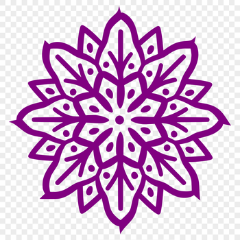 A delicate intricate snowflake design made up of interconnected lines and shapes.
