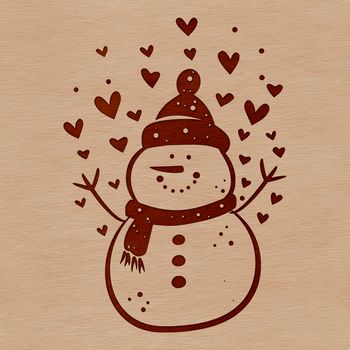 A festive winter character made up of interconnected snowflakes and love hearts.