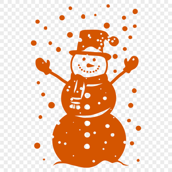 A simple snowman standing in the middle of a snowy landscape with a hat on its head.