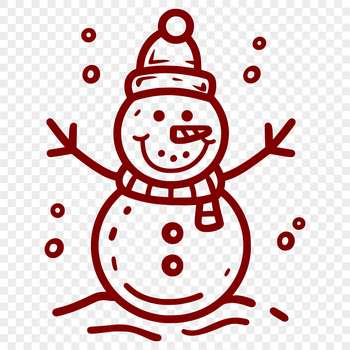 A digital illustration of a snowman standing in a snowy landscape, suitable for winter-themed graphics.