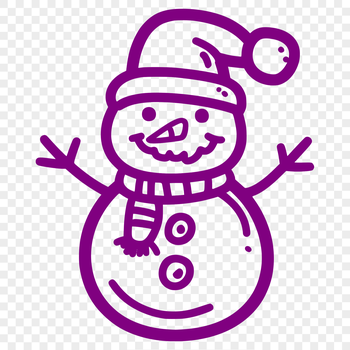 A colorful snowman made from stacked snowballs with a carrot nose and coal eyes, suitable for winter-themed designs.