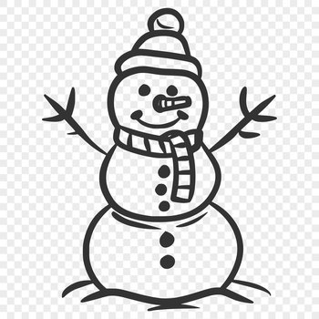 A simple winter-themed snowman icon made from vector shapes.
