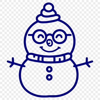 A colorful vector illustration of a snowman standing in a winter wonderland scene.