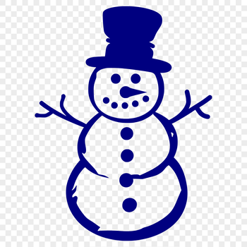 A single snowman made from stacked blocks of compacted snow, standing alone in a winter landscape.