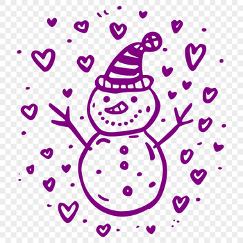 A vector graphic illustration of a snowman made with love hearts, perfect for winter and Christmas themes.