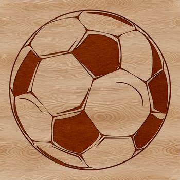 An illustration of a round football with panels and laces.