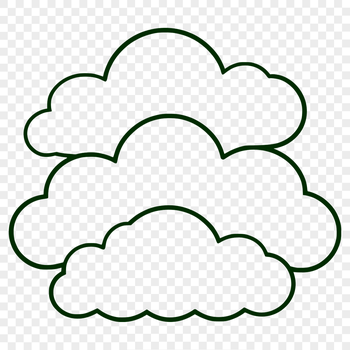 An illustration of a white puffy cloud in the sky.