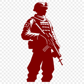 A vector illustration of a male soldier in a military uniform.